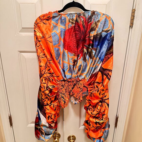 Akira Boho Floral Smocked Blouse - Vibrant Statement Piece - Picture 2 of 5